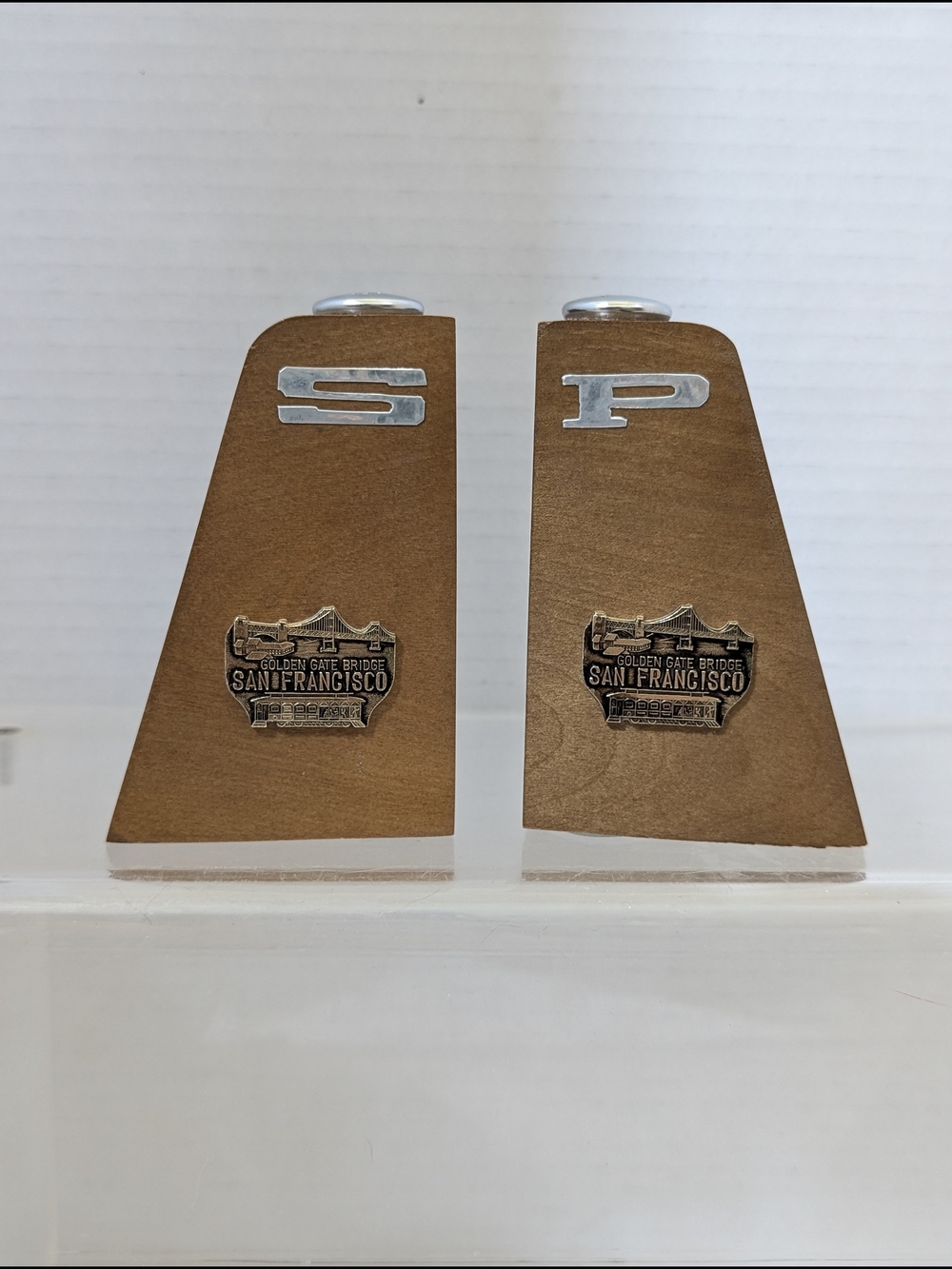 Vintage mid century modern angled wood salt and pepper San Francisco